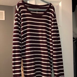 SOLD burgundy and white striped tee